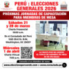 PROXIMAS JORNADAS DE CAPACITACIÓN PARA MIEMBROS DE MESA