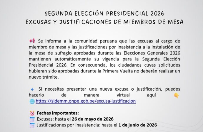 EXCUSAS Y JUSTIFICACIONES DE MIEMBROS DE MESA