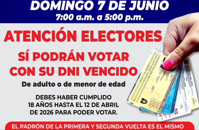 Atención electores: sí podrán votar con su DNI vencido