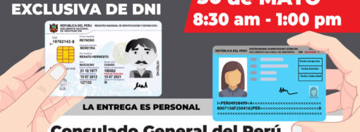 30 de Mayo – Entrega Exclusiva de DNI en Washington DC
